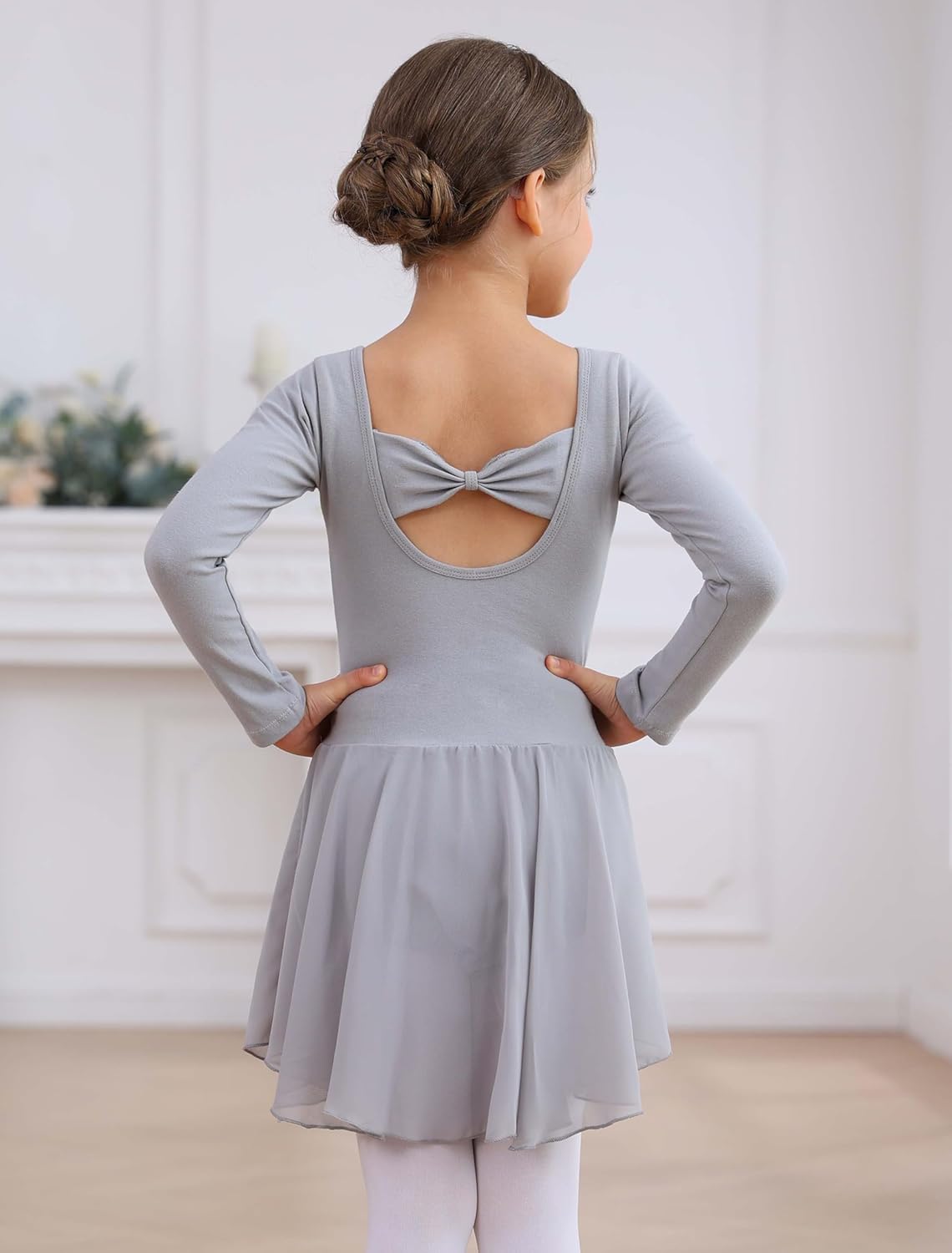 MdnMd Toddler Girls Ballet Leotard - Puff Sleeve Skirted Ballerina Dress | Comfortable Fit