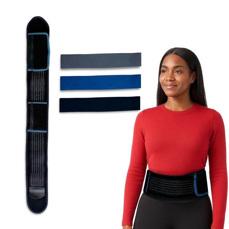 The Minimum Method Joey Thurman's Walk Belt, Waist Trimmer for Men and Women Weight Loss for Walking Black with 3 Mini Resistance Bands and 21-Day Walking Challenge Plan