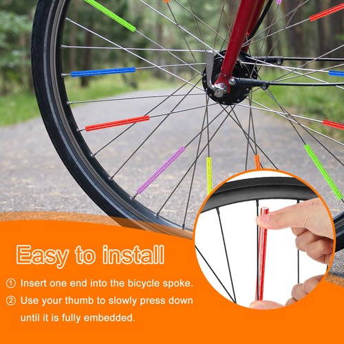 HARFINGTON 36pcs Bike Reflective Spoke Skins 0.2" Plastic Bicycle Spoke Reflectors Spoke Covers Trim Wrap Wheel 360°Visibility for Road Mountain Bike Motorcycles Decoration, Yellow