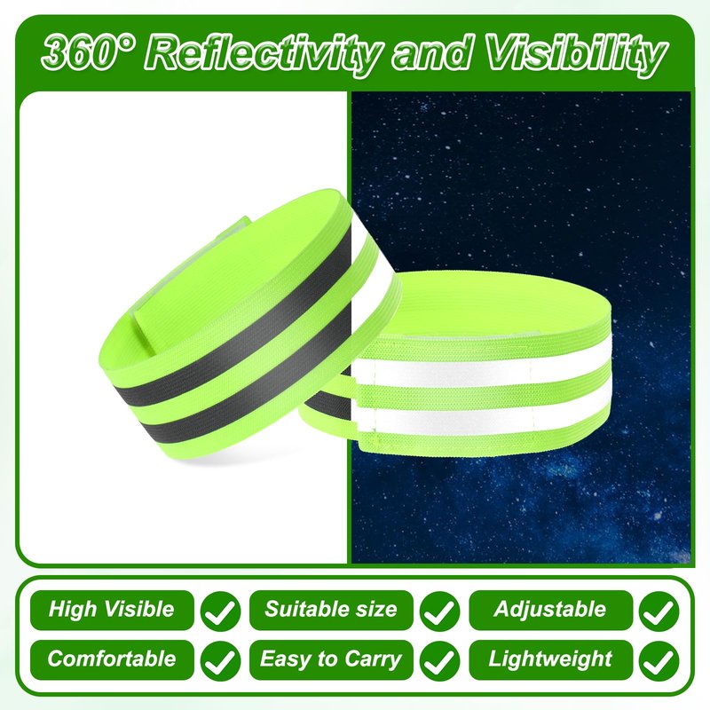BOHUIZ 48 Pcs Reflective Bands Reflector Bands for Wrist, Arm, Leg, Ankle High Visibility Reflective Gear Safety Reflector Tape Straps for Night Running Cycling and Walking