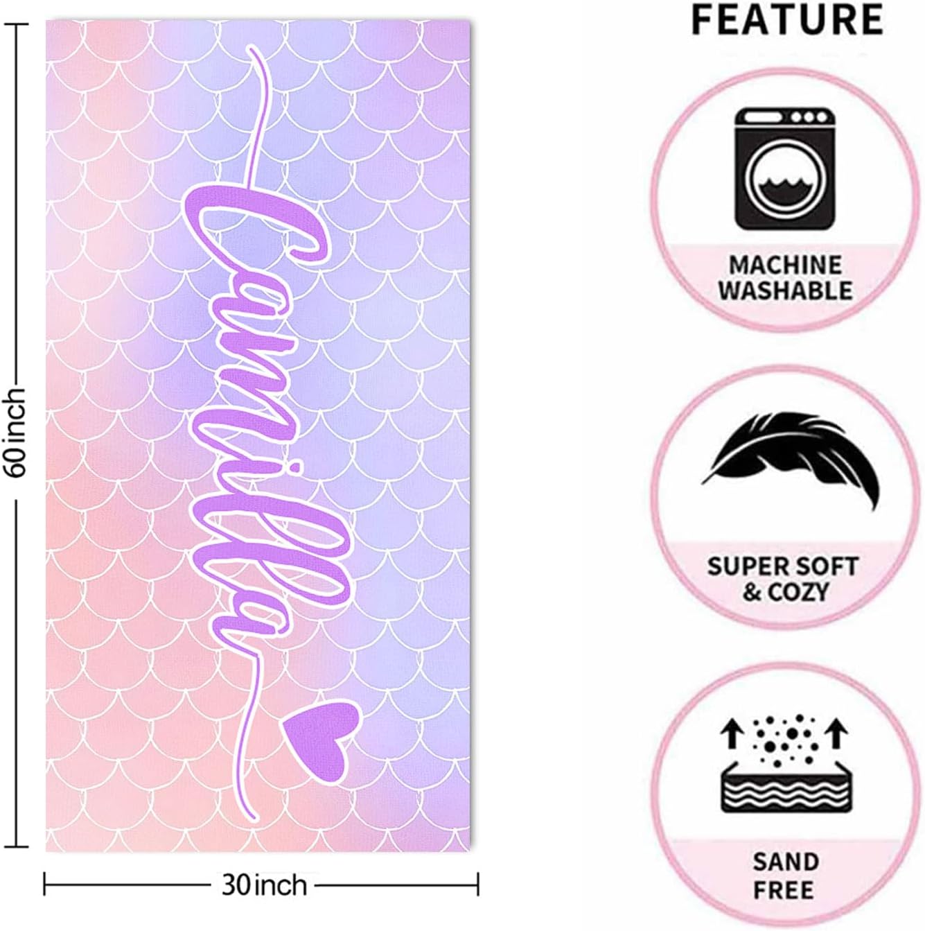 Novgarden Personalized Beach Towels - Custom Quick Dry Microfiber for Kids | 30”x60” Easter Gift