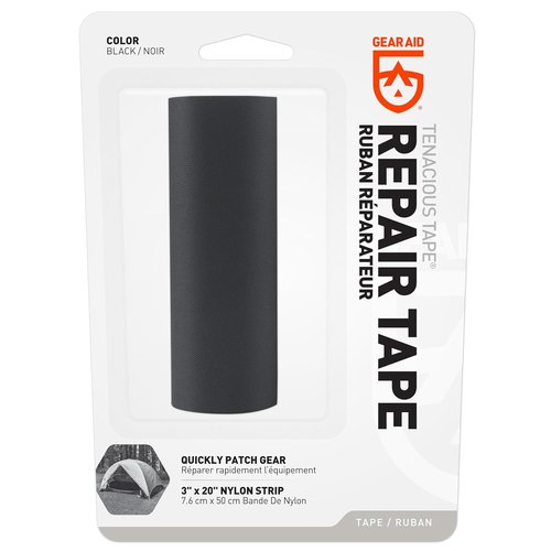 GEAR AID Tenacious Tape - 3” x 20” Nylon Fabric Repair Tape for Outdoor Gear - Black, 1 Roll
