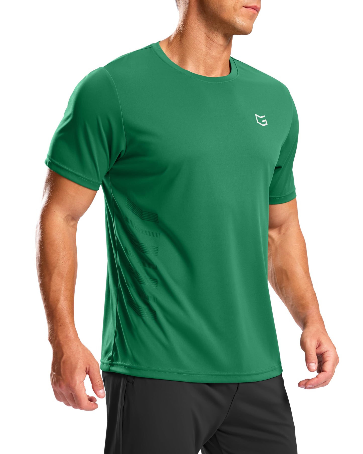 G Gradual Men's Workout Shirts Quick Dry Athletic Running T-Shirts Lightweight Moisture Wicking Short Sleeve Sports Gym Tops(Green,L)