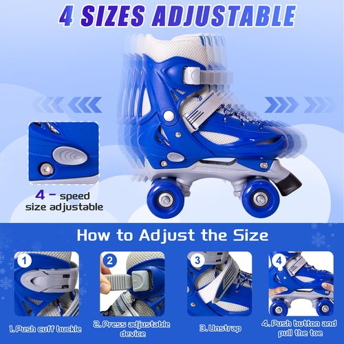 Fotoumgl Rainbow Toddler Roller Skates - Size 4 Adjustable | Light Up Quad Skates for Girls & Boys Beginners Aged 3-12