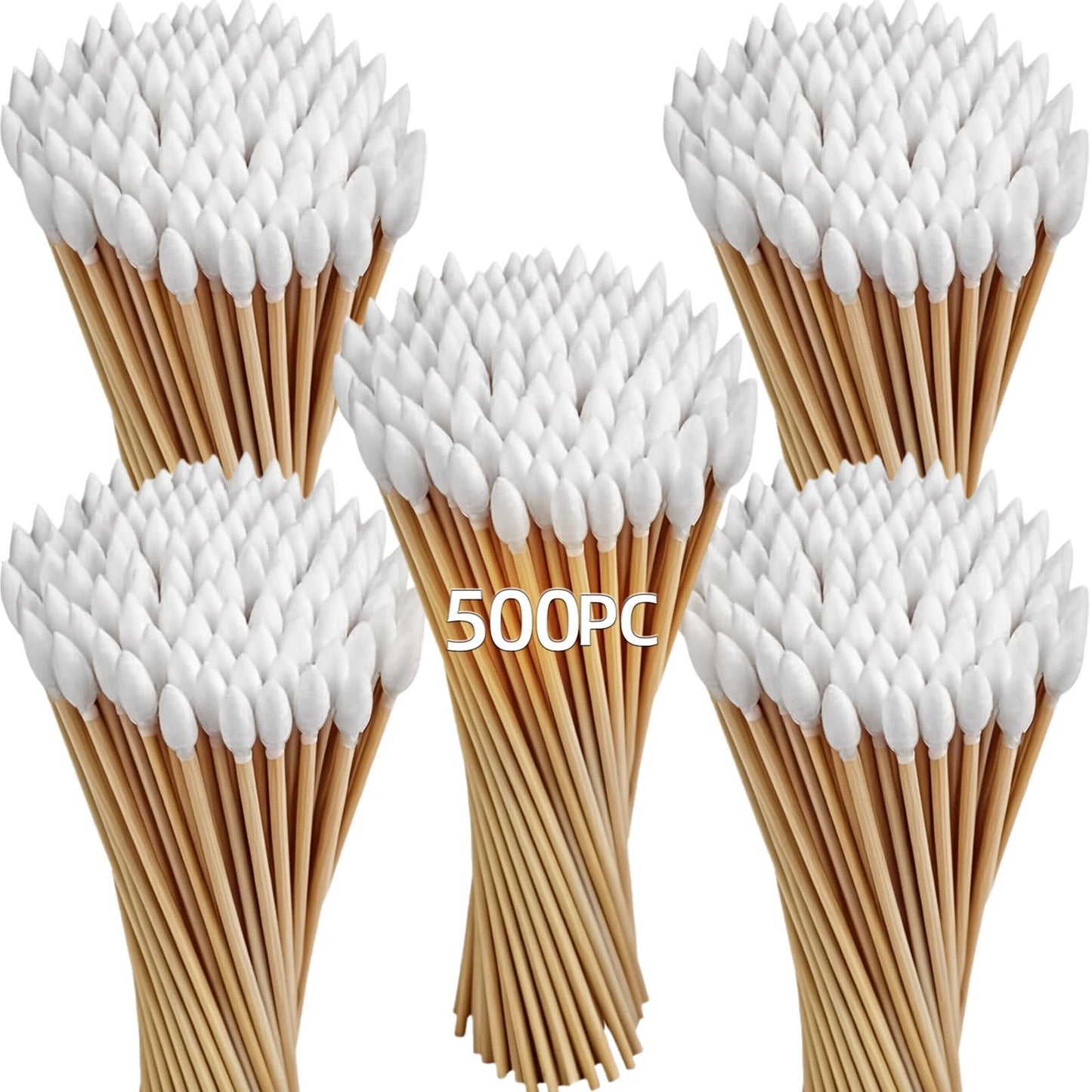 Miaozhun 500 PCS Gun Cleaning Swabs with Upgraded Sturdy 6" Long Bamboo Sticks, Gun Cleaning Supplies, Lint-Free Cotton Swabs for Firearm Cleaning, Electronic, Pet Care, Makeup (Pointed Tip)