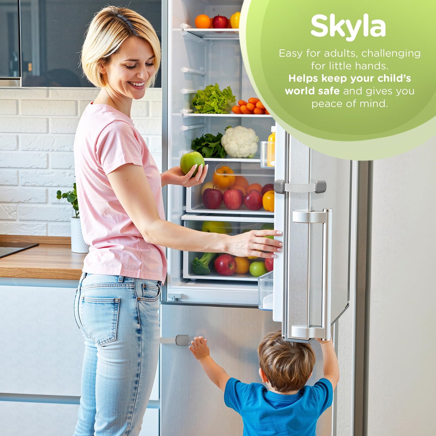 Baby Proofing Child Safety Locks (8 Pack) by Skyla Homes - The Safest, Quickest and Easiest 3M Adhesive Cabinet Latches, No Screws & Magnets, Multi-Purpose for Furniture, Kitchen, Ovens, Toilet Seats