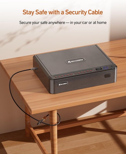 BILLCONCH Smart Gun Safe - Biometric Handgun Safe with 4 Access Methods | LCD & Voice Guide, Ideal for Home & Car