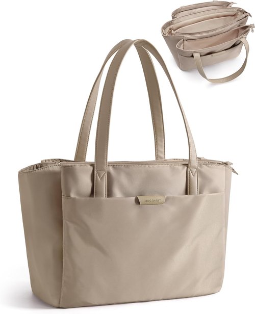BAGSMART Tote Bag for Women - Versatile Work Tote with Zipper & Compartments | Stylish Crossbody Handbag