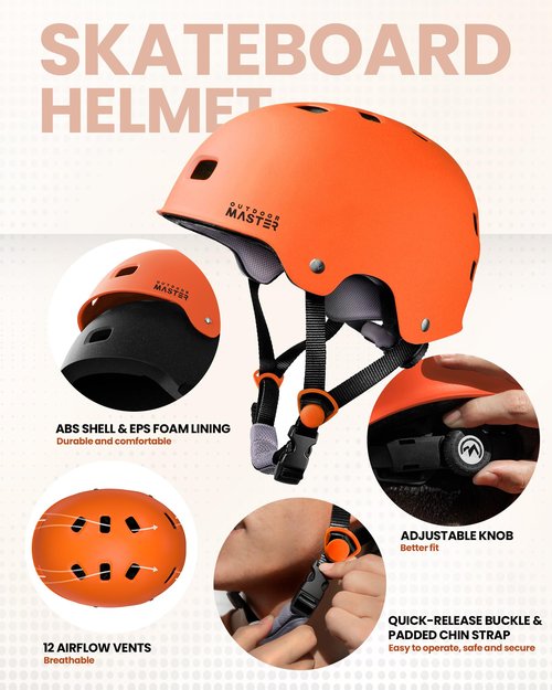 OutdoorMaster Skate Protective Gear Set for Adult & Youth, Skateboard Helmet Knee and Elbow Pads with Wrist Guards for Scooter, Inline Roller Skating, Skateboarding