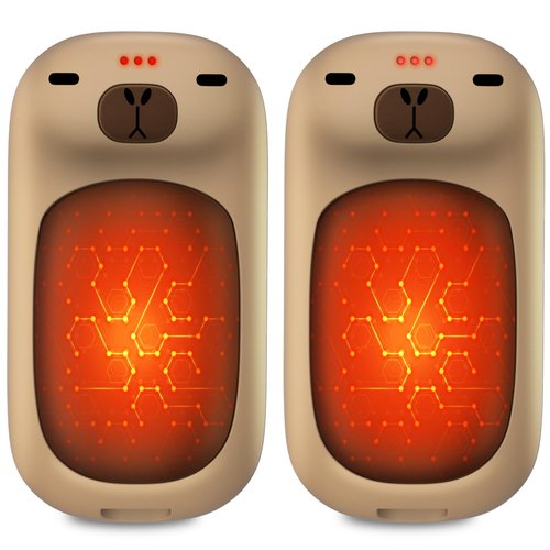 Capybara AI Hand Warmers Rechargeable 2 Packs 24 Hrs Long Safe Pocket-Size AI Smart Chips Electric Heater Cute Animal Gifts for Christmas Kids Women Men Outdoor Indoor-Brown