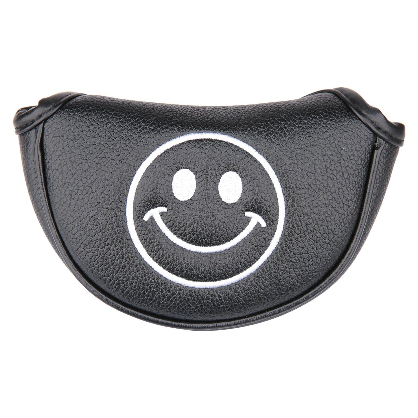 Golf Club Small/Mid Mallet Putter Head Cover Harf Mallet Cover Soft Leather with Embroidery Magnetic Closure (Black)
