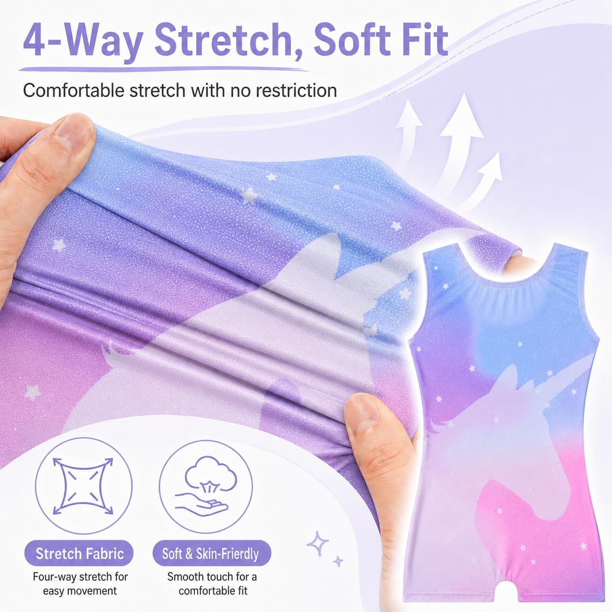 Tstiti Gymnastics Leotards For Girls with Hair Scrunchie Kids Gymnastic Outfit Sparkle Dance Unitards Biketards Pink & Purple Unicorn 6-7 Years