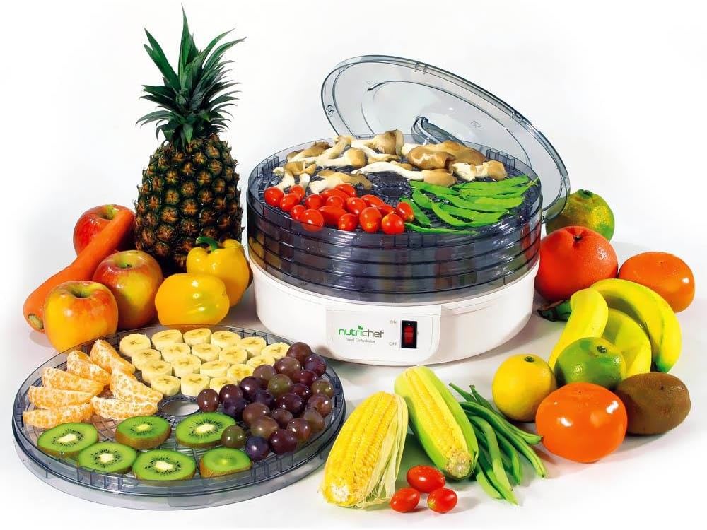 NutriChef Electric Food Dehydrator - Multi-Tier High-Heat Circulation for Fruits, Vegetables & Jerky | 5 Stackable Trays