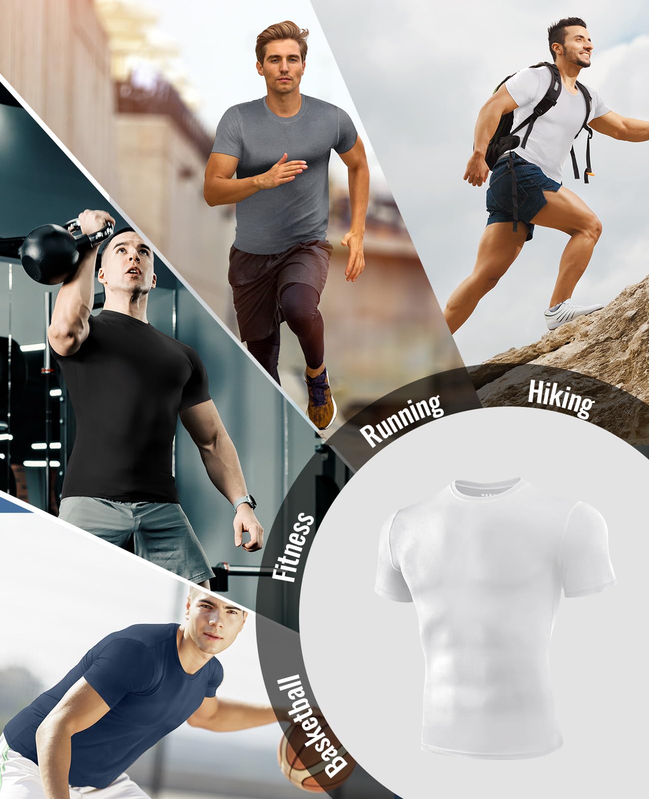 Niksa Men's Compression Shirts 1 or 4 Pack, Workout Gym Shirt Short Sleeve, Moisture Wicking Active Fit Base Layer T-Shirt