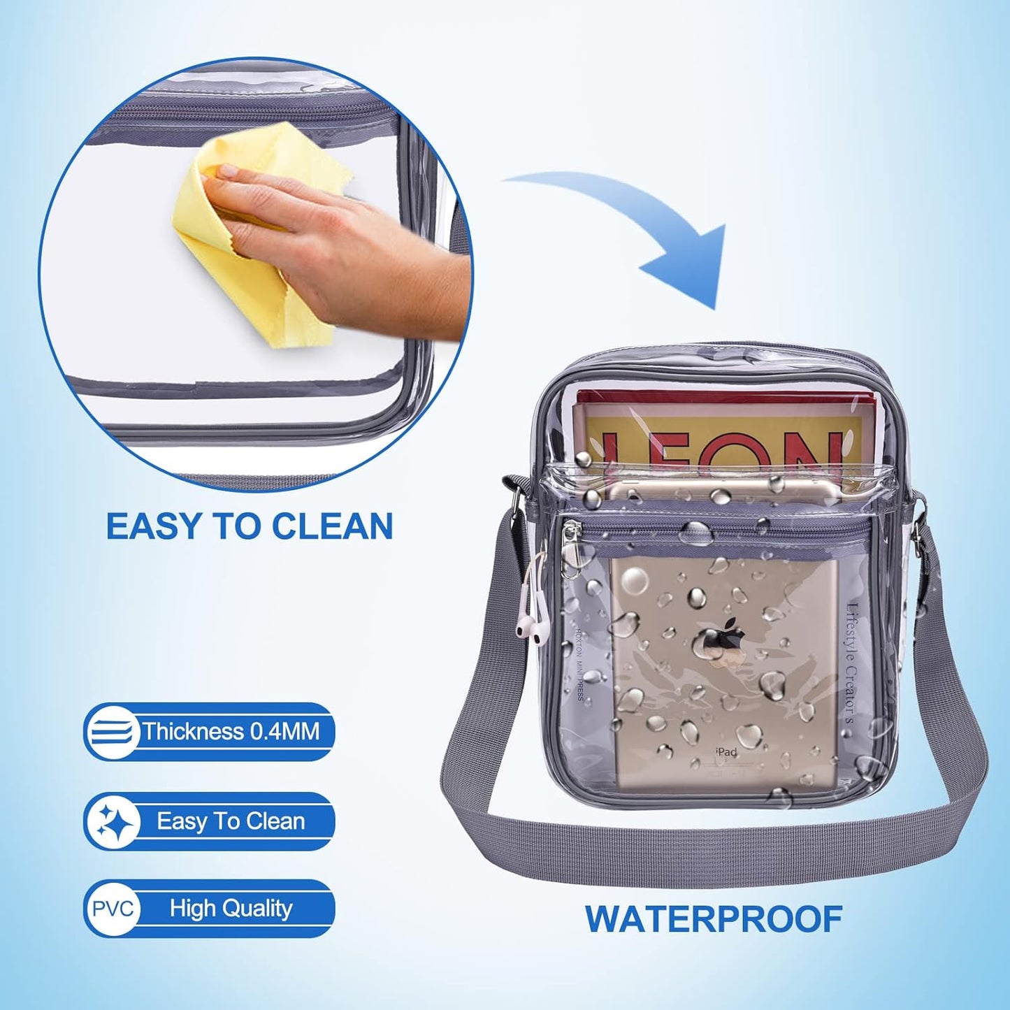 USPECLARE Clear Purse - Stadium Approved Clear Messenger Bag for Men & Women | Durable & Stylish