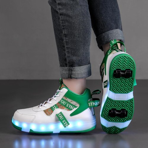 HHSTS Roller Skate Shoes for Kids Upgraded 16 LED Model 4-Wheels USB Charge Light up Boys Girls High Top Fashion Sneakers for Child Christmas Birthday New Year Gifts