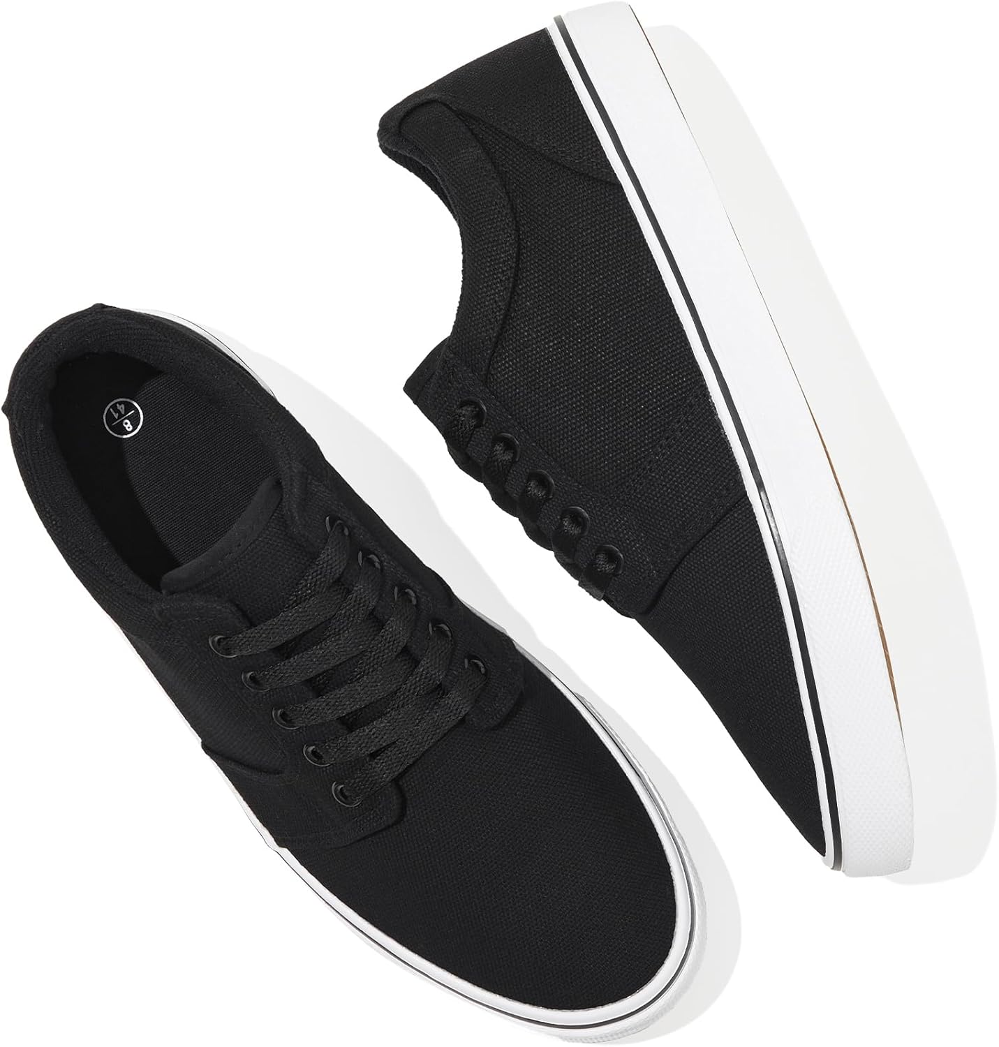 BENPAO Men's Casual Sneakers - Stylish Low Top Lace-Up Canvas Shoes in All Black