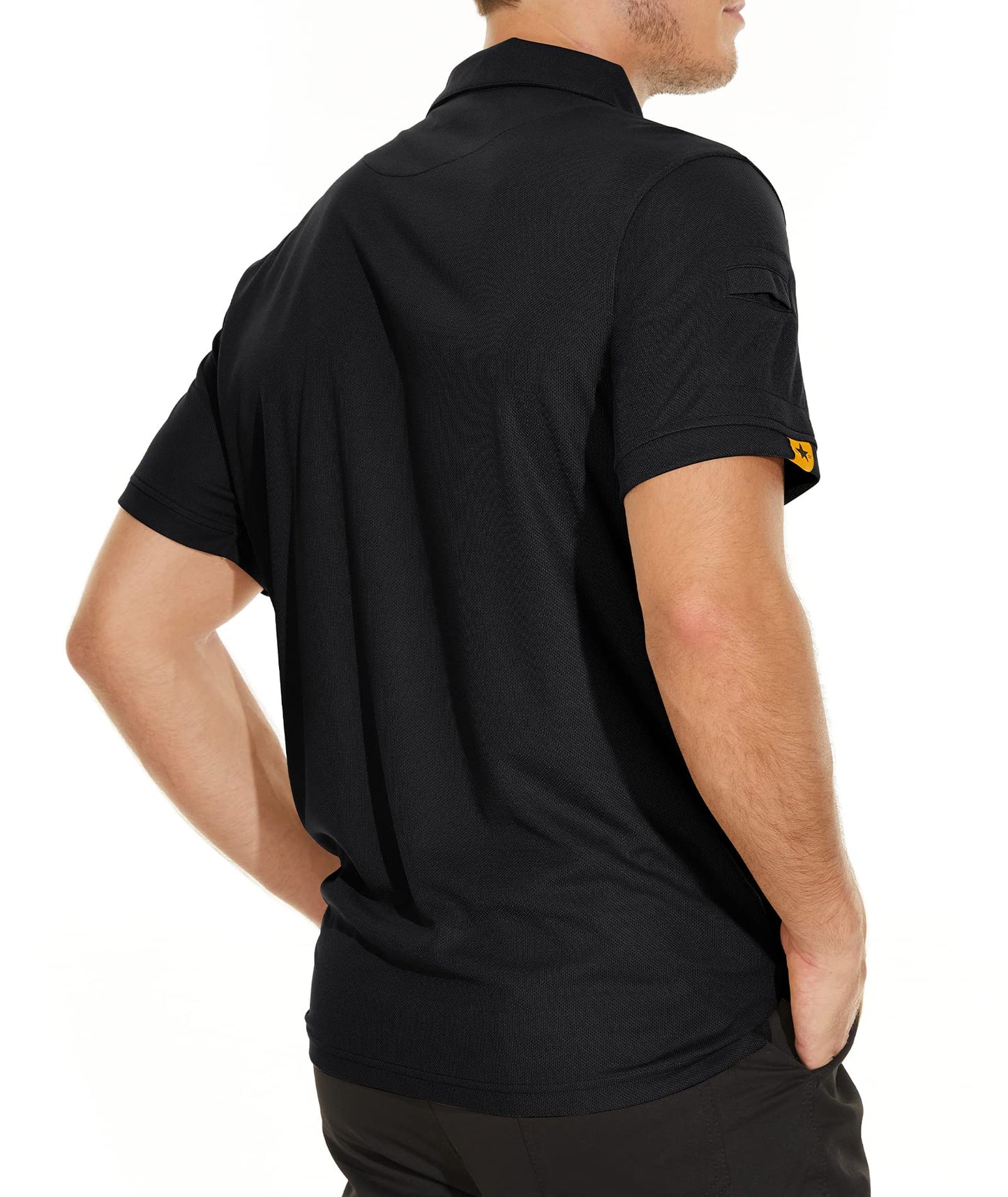 V VALANCH Black Polo Shirts for Men Short Sleeve Moisture Wicking Golf Polo Collared Sport Tennis Shirts,Black,XL