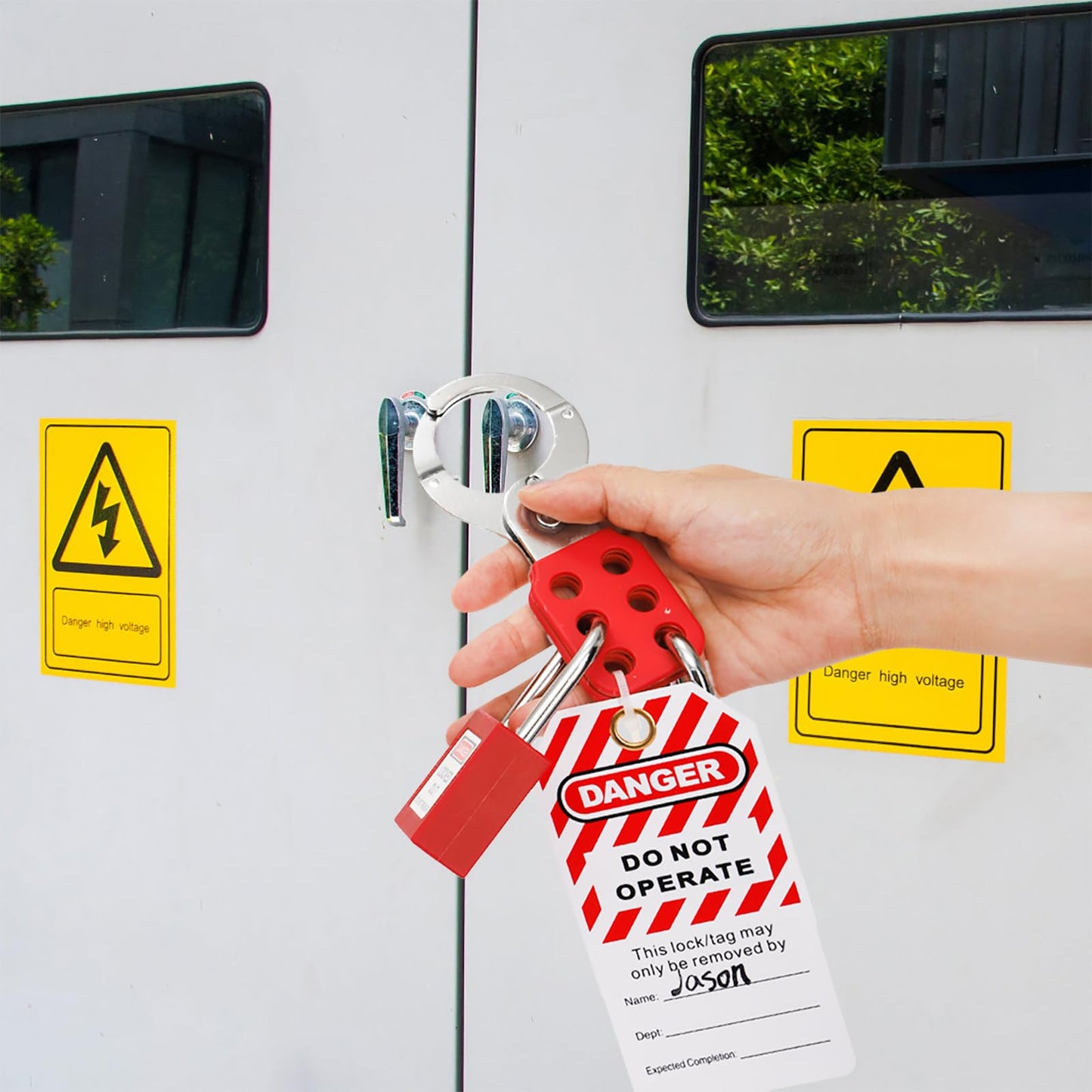 WUWEOT 8 Pack Lockout Tagout Hasp, Tamper-Proof Padlock Hasp, Stainless Steel Lock Out Tag Out Hasp, Impact-Resistant Loto Hasp with Extended Jaw (1.5 Inches)