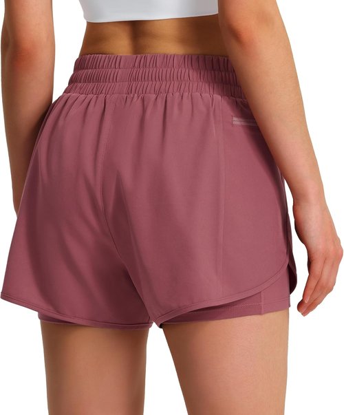 Ksmien Women's Running Shorts - Quick Dry Lightweight Athletic Shorts with Liner & Phone Pockets