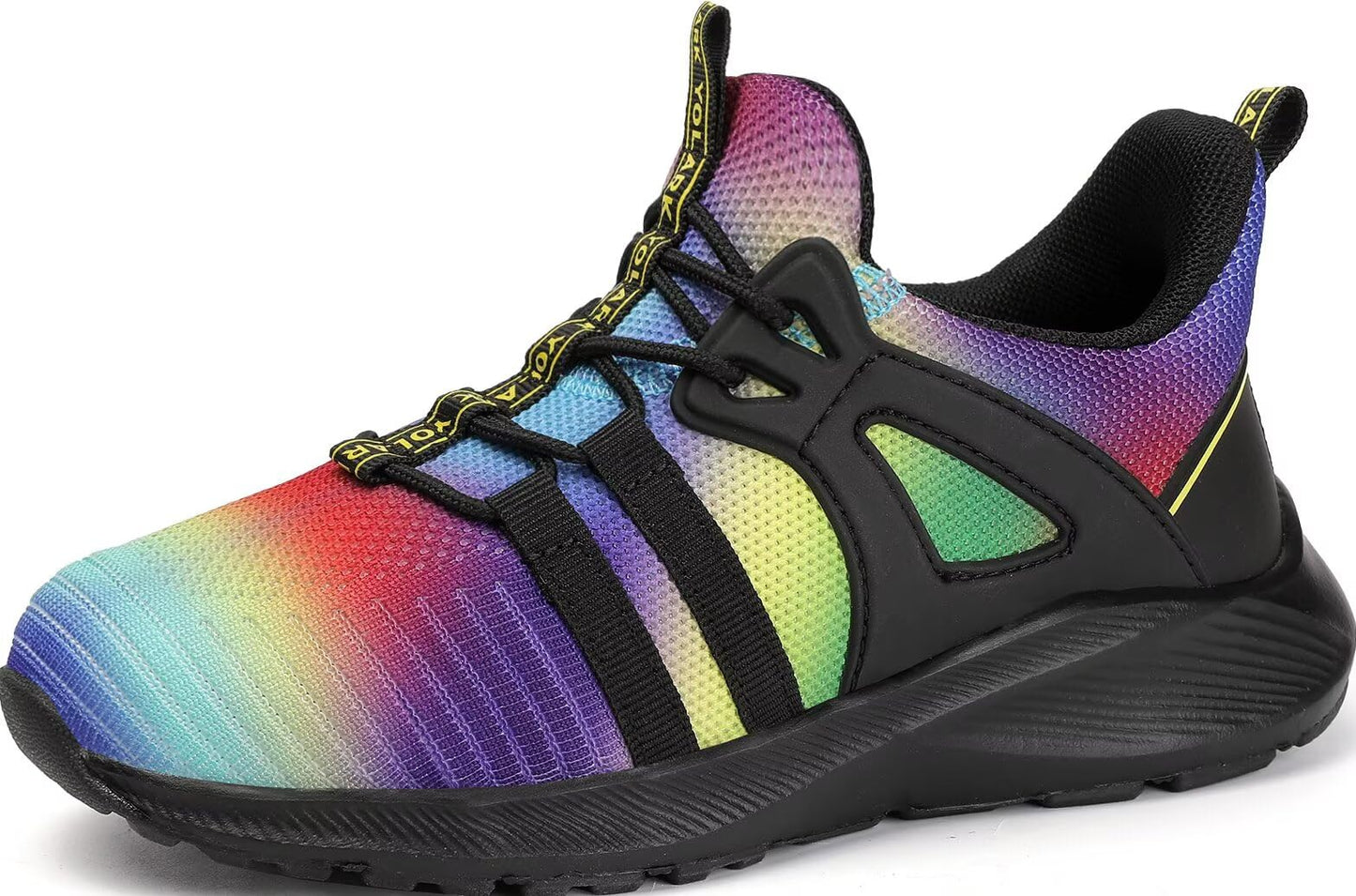 YOLARK Boys Girls Sneakers for Kids Non-Slip Tennis Shoes Fashion Lightweight Breathable Running Sport Athletic(Rainbow Little Size 12.5)
