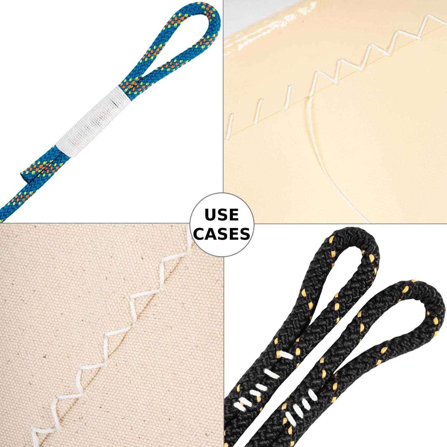 Sail Repair Kit with Sail Needle, Thick Waxed Twine White Twine String for Whipping Twine, 330 Feet per Roll Heavy Duty Waxed Thread for Rope Whipping, Canvas Work, Sail Making - Wax Sail Kit (1)