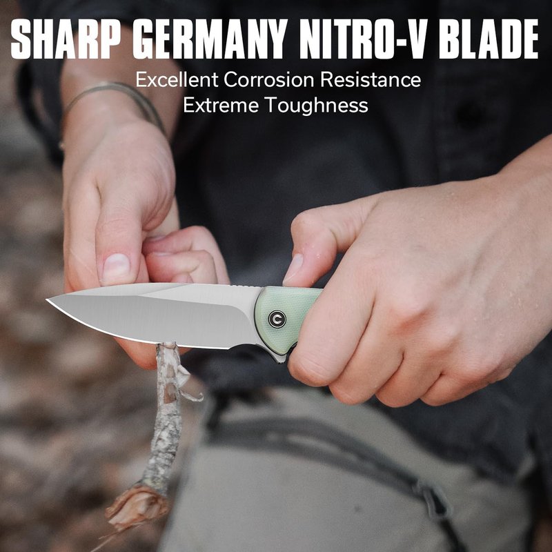 CIVIVI Primitrox Folding Knife for EDC, Flipper Pocket Knife with 3.48" Nitro-V Blade G10 Handle for Everyday Carry C23005A-1
