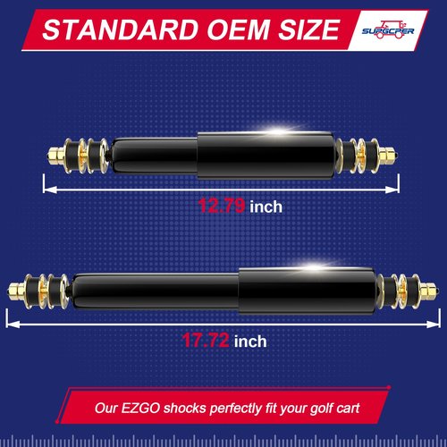 SUPGCPER 4PCS EZGO Front and Rear Shocks, 1994-UP EZGO TXT Shock Absorbers Gas and Electric, Golf Cart Front and Rear Shock Absorbers, EZGO TXT Shocks Replacement# 76418-G01, 70928-G01