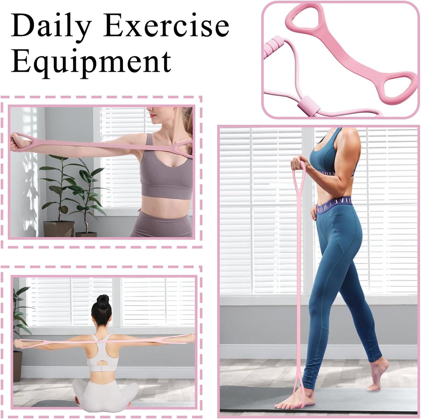 Skiennix Figure 8 Resistance Bands - 2 Pack Workout Stretch Bands for Yoga & Physical Therapy
