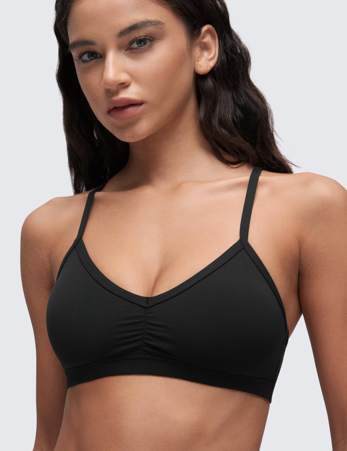 CRZ YOGA Butterluxe Ruched Sports Bras Black Medium