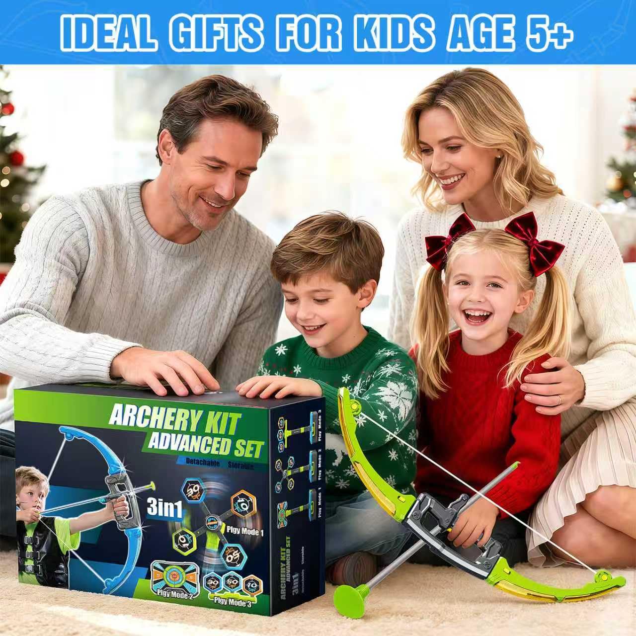 2 Pack Bow and Arrow Toy for kids 5 6 7 8 9 10,LED Light-Up Bows Archery Set with 12 Suction Cup Arrows, 4 Fun Targets ,2 Quivers & Storage Box ,Indoor Outdoor Sport Game Gifts for Boys Girls 4-8 8-12