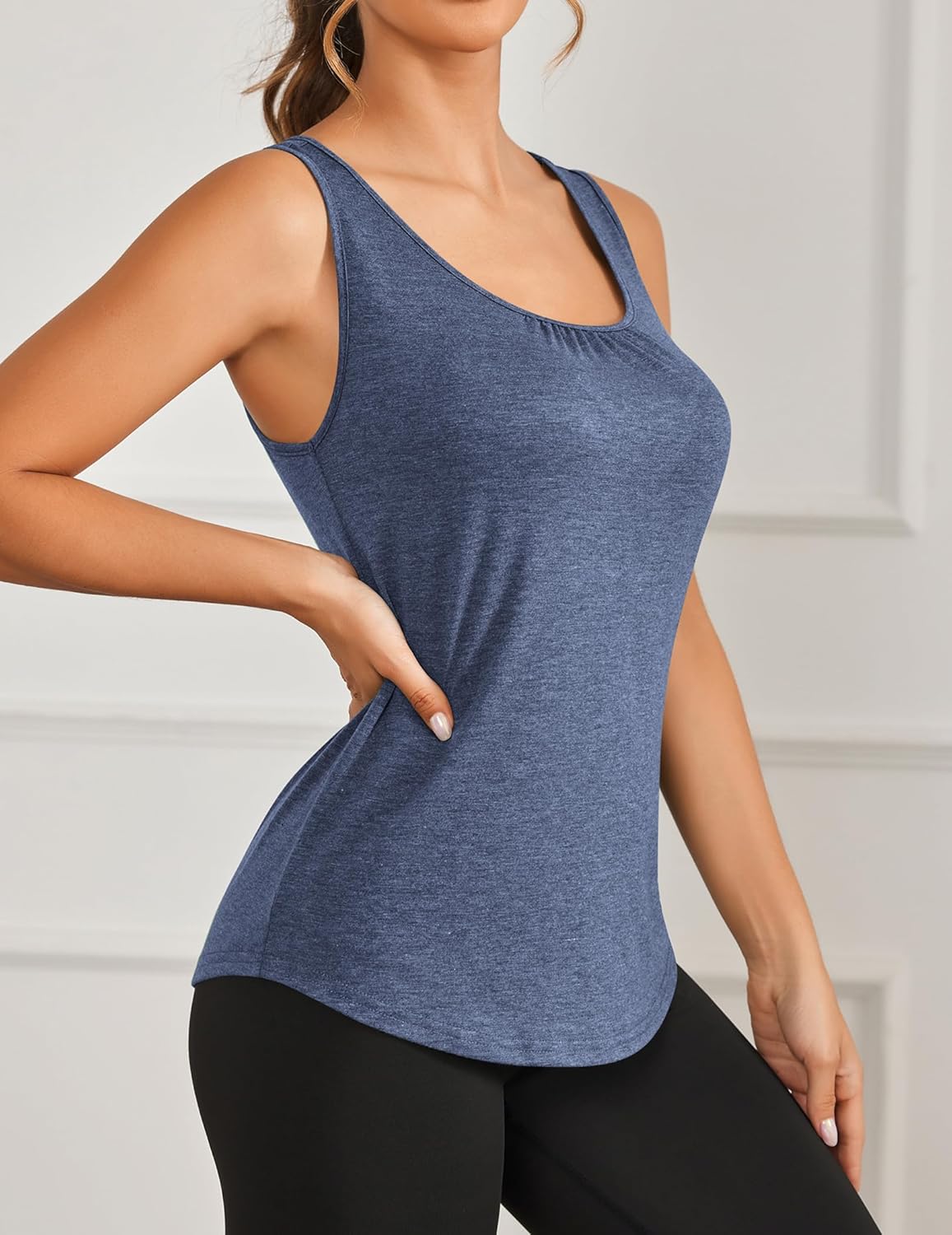 PINSPARK Workout Tops for Women - Lightweight Racerback Tank Shirts for Yoga & Gym | 2 Pack, S-3XL