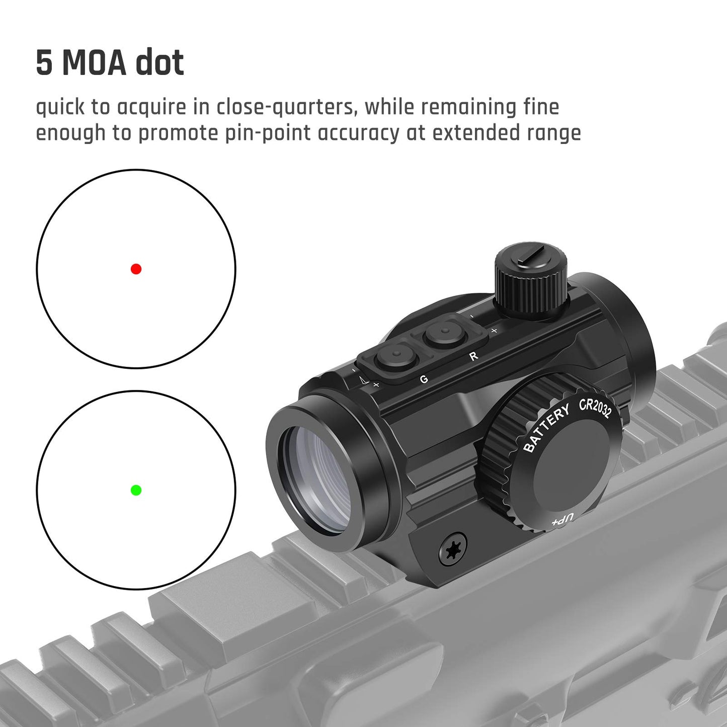 Feyachi RDS-36 1x22mm 5 MOA Red & Green Dot Sight Red & Green Dot Scope with 0.83” Riser Mount Absolute Co-Witness Height