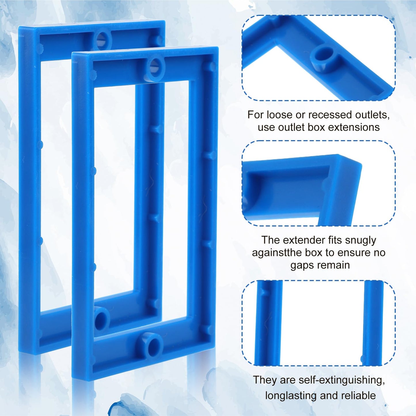 4pcs Electrical Box Extenders, 1/4" Receptacle Outlet Box Extenders Single Gang Extender with 8 Screws Outlet Extender for Electrical and Power Socket Switch (Thin Style)
