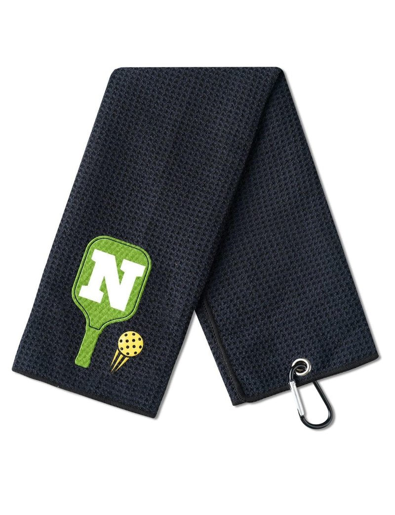 CybGene Embroidered Pickleball Towel, Funny Gift for Pickleball Lovers, 16"x 24" Microfiber Towel, Initial N