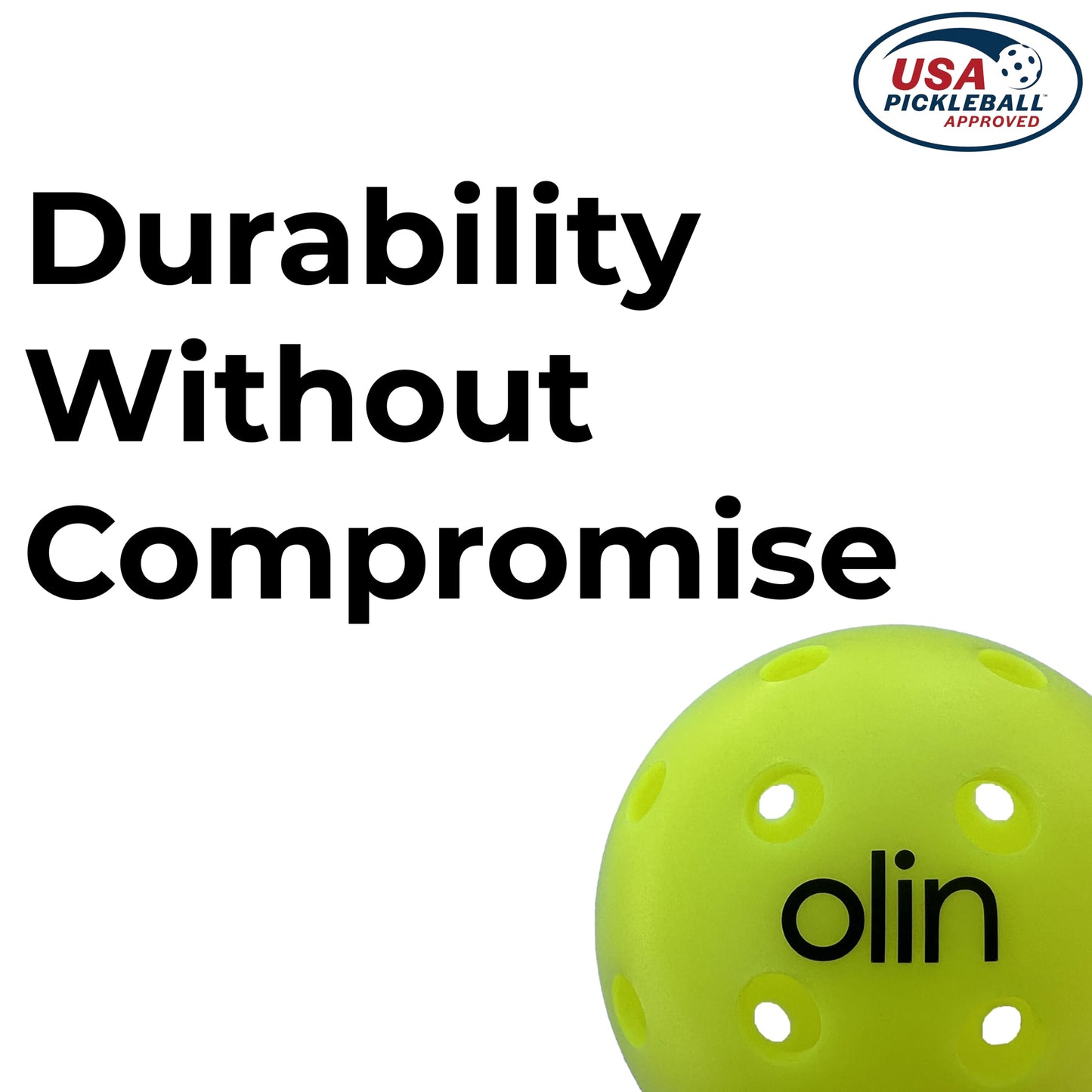 OLIN Ultra40 Ultra Durable Outdoor Pickleball Balls USA Pickleball Approved (USAPA) 4-Pack, Optic Yellow