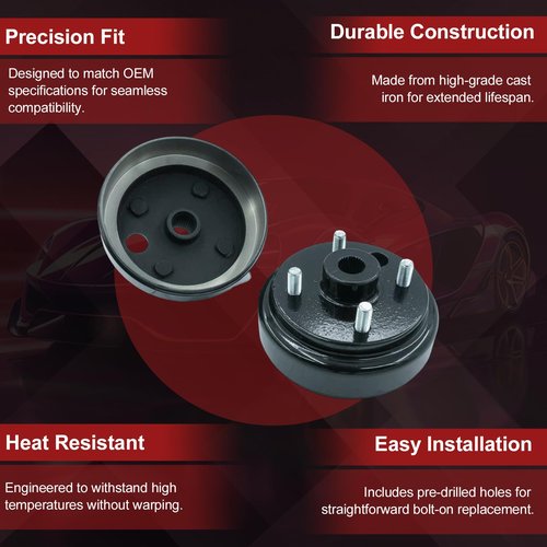 REVOTUNE 2-Pack Golf Cart Brake Drum Hub Assembly Compatible with EZGO 1992-Up 4-Cycle Gas Engines 1 Inch Large Hole 30 Teeth Replaces OE 21807G1 21807-G1 41843-94