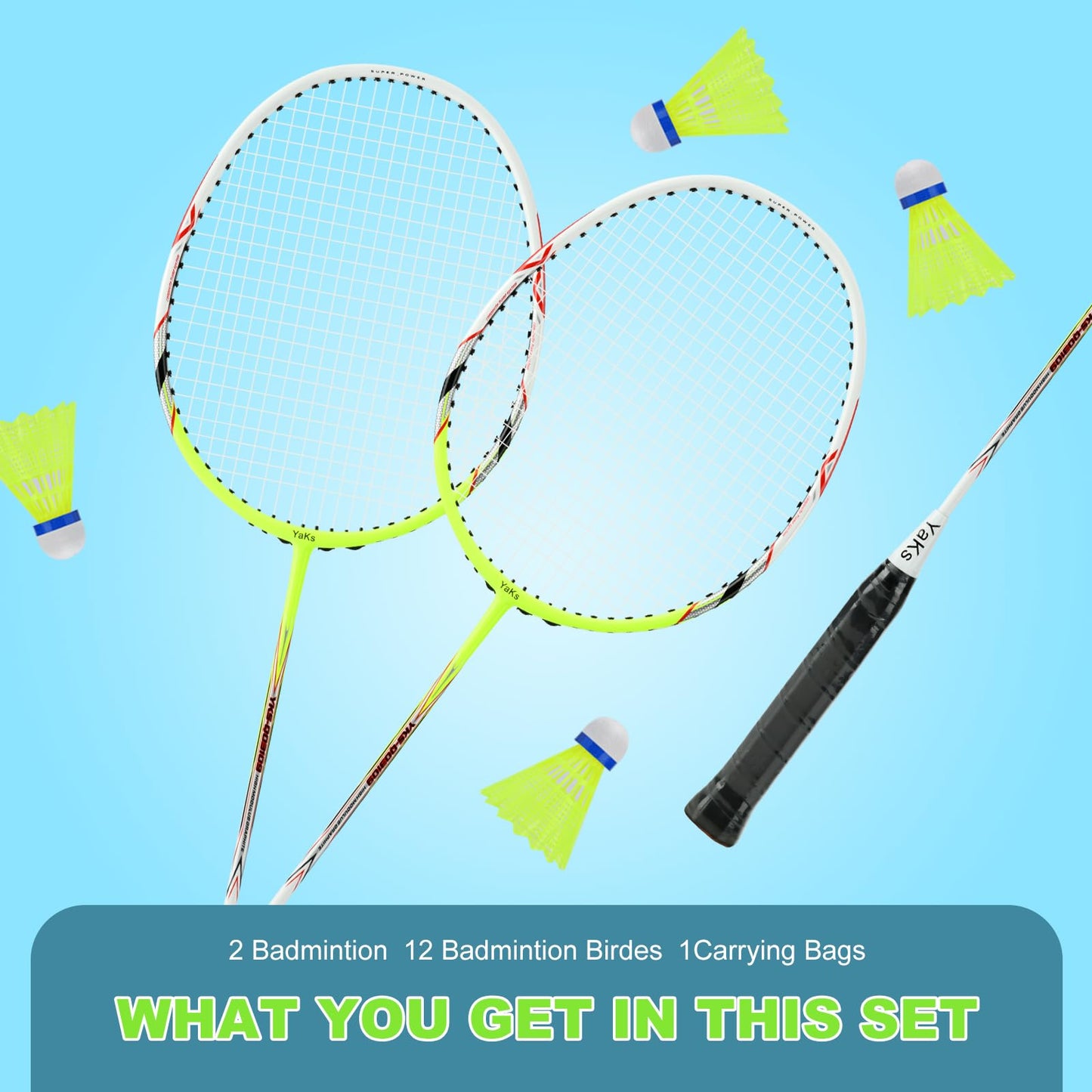 YAKS 3U Ful Carbon Professional Uitra Light High Elastic Adult Student Training Badminton Racket Set Durable Type
