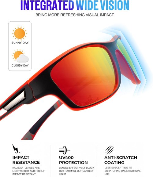 KALIYADI Polarized Sunglasses - UV Protection Sports Glasses for Men | Ideal for Driving, Cycling, Fishing