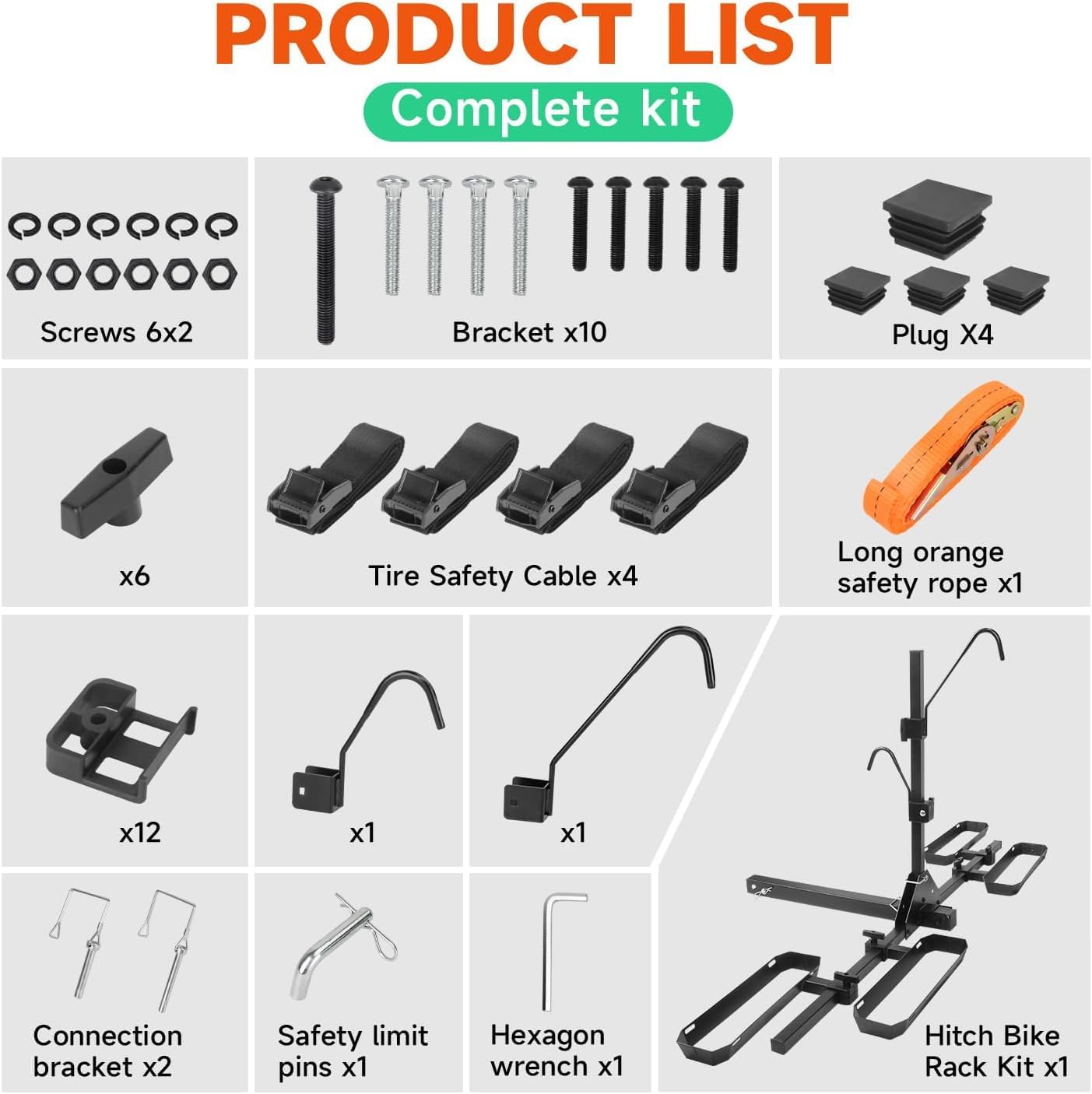 Tilting 2-Bike Hitch Rack - Fits Fat Tire Bikes Up to 5" Wide, Holds 150 lbs | Ideal for Cars, SUVs, Trucks