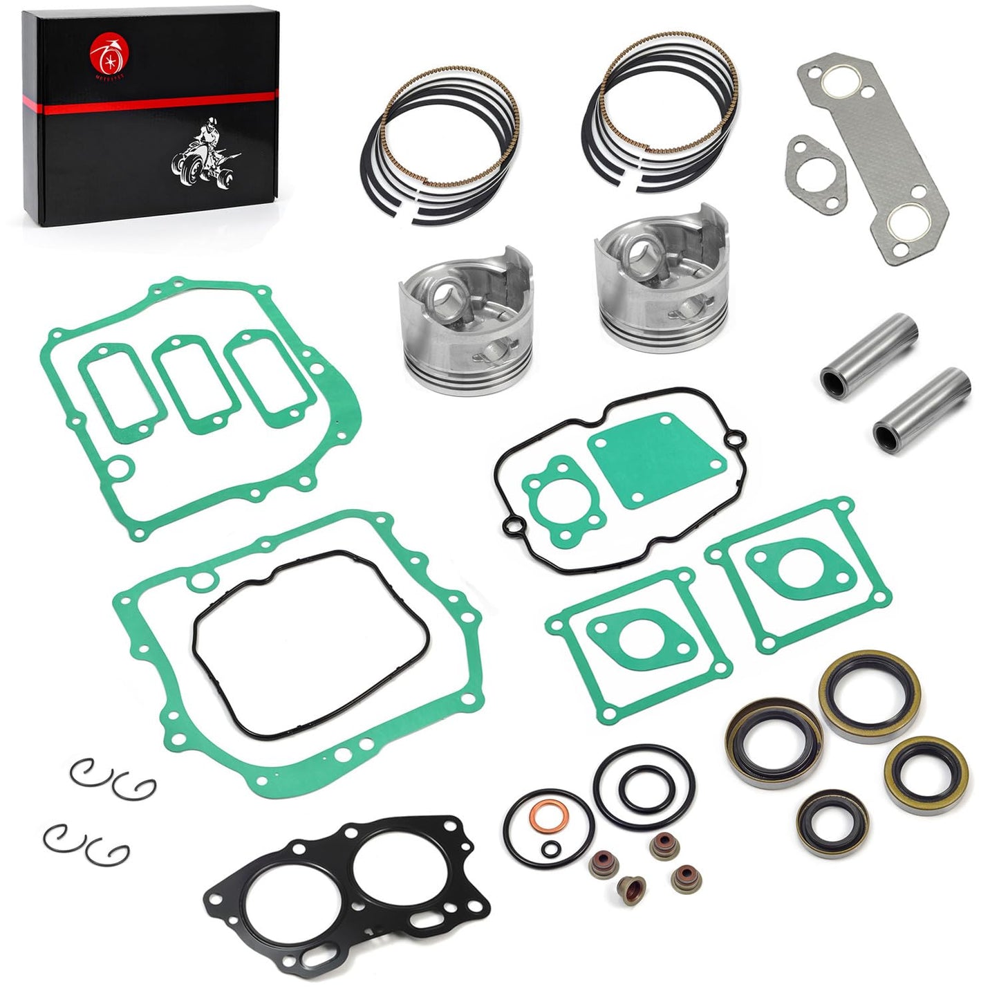 Piston & Ring Oversize Bore 0.25mm & Gasket Seal Rebuild Kit Compatible with EZGO 4 Cycle Gas Golf Cart Fuji Robin 295cc EH29C Engine 1991-2008