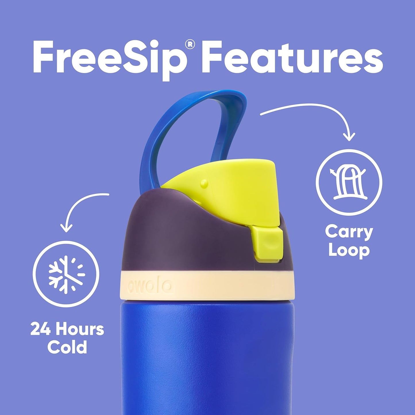 Owala Kids FreeSip Water Bottle - Insulated Stainless Steel with Straw, BPA-Free, 16 oz, Celestial Sphere