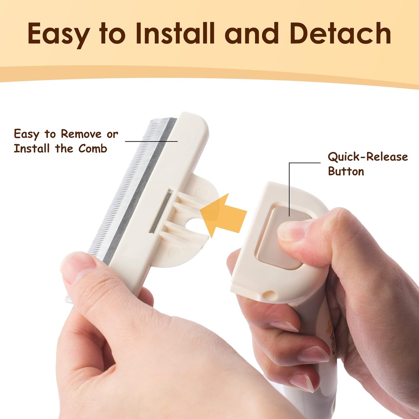 Skiennix Dog Deshedding Brush - Reduce Shedding & Promote Healthy Coat | Ergonomic Design