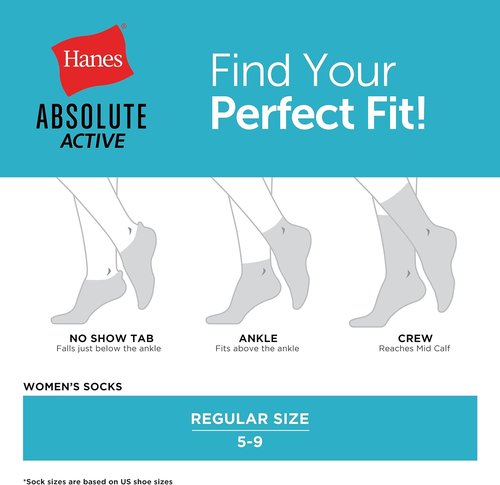 Hanes Women's No Show Tab Socks - Cushioned Comfort | 4 Pairs for Active Lifestyle
