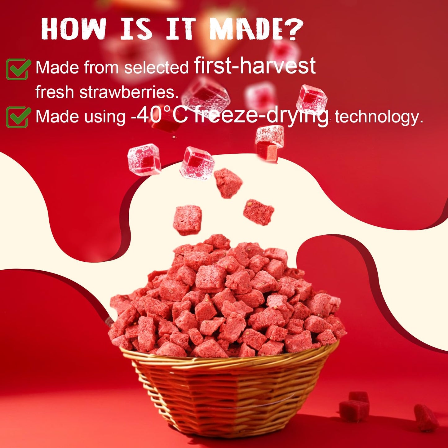 16 Oz/1lb Freeze Dried Strawberries Pieces, Resealable Bucket Dehydrated Strawberry - Premium Dried Fruit Bulk No Added Sugar Snack for Smoothies, Oatmeal, Yogurt, Baking, Dessert & Trail Mix