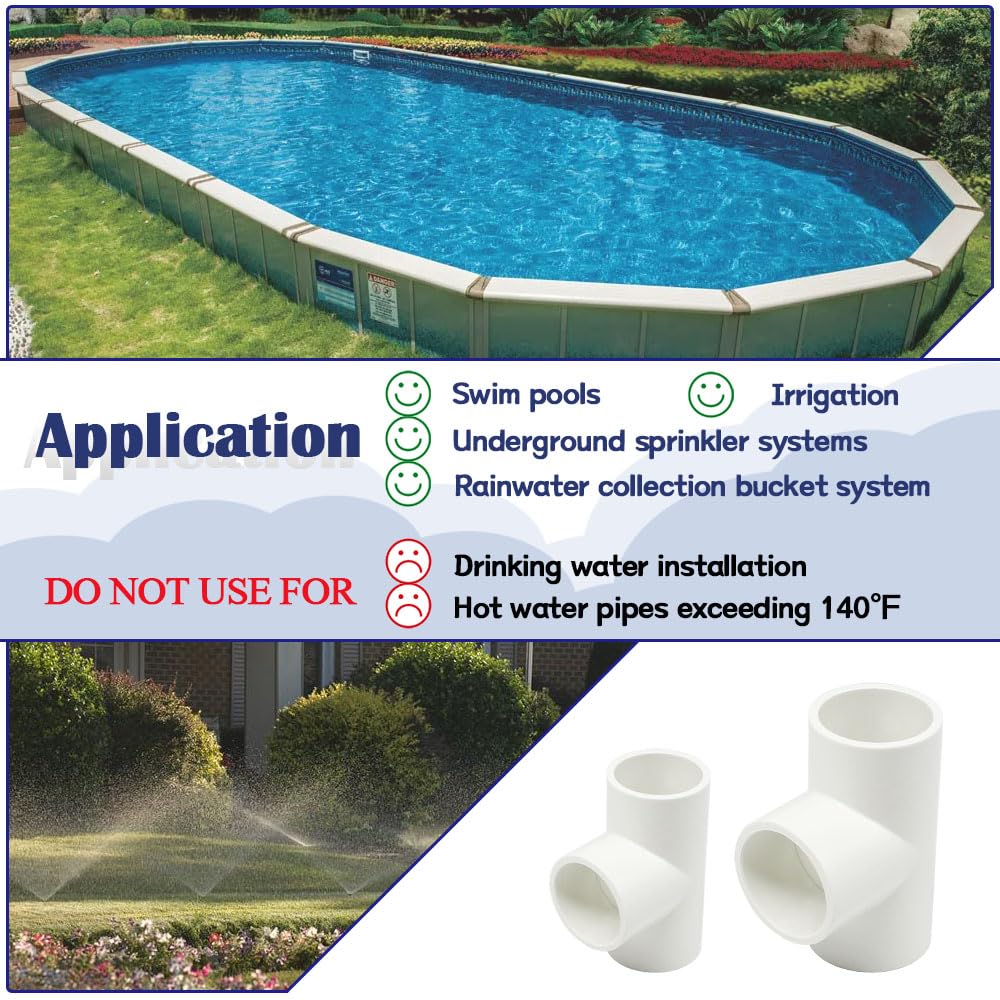 HayEastdor 5PCS 1 Inch Tee PVC Fittings Adapter Pipe Fitting Connectors Socket x Socket for Sprinkler, Drip Irrigation System, Pipes Extension HE064-1