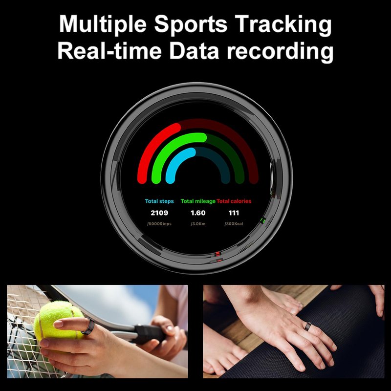 Yihou Smart Ring for Men Health Tracker Fitness Ring Sleep Monitor Heart Rate Monitor Sport Tracker No Subscription Fee for Android iOS Gold 13#