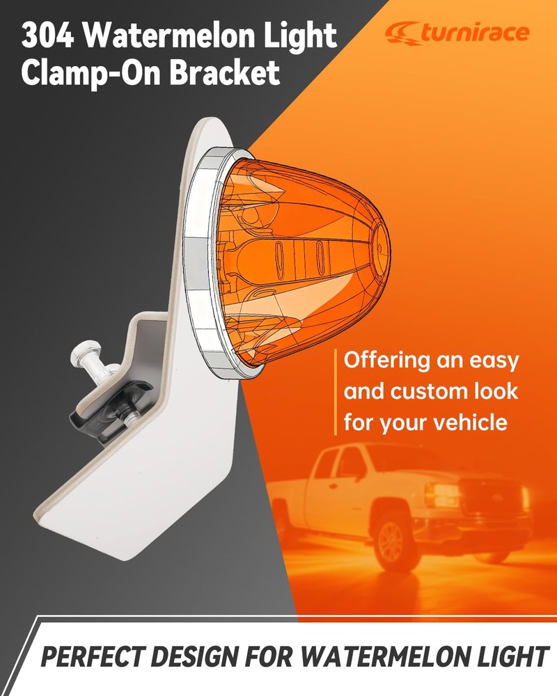 Turnirace Watermelon Light Bracket, Stainless Steel Clamp-On Truck Under Glow Frame Mount, Universal Lights Holder for Truck Trailer RV SUV (1 Pack)