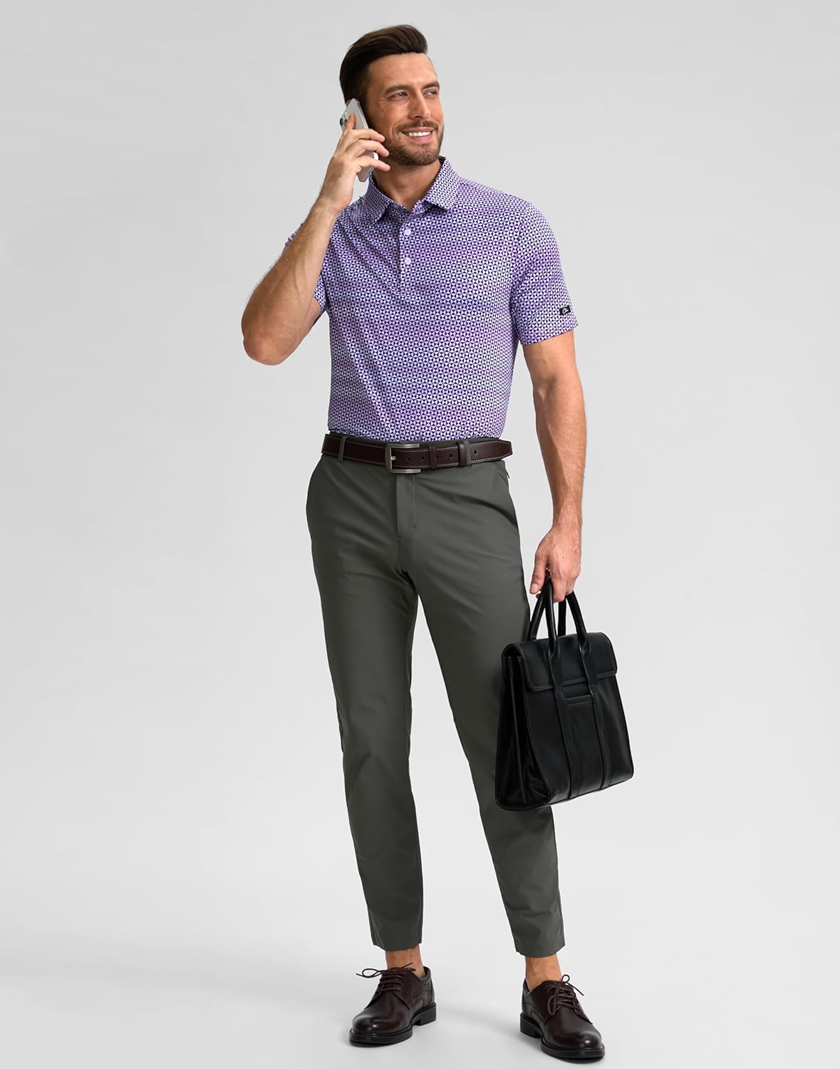 Obla Men's Golf Polo Shirt - Short Sleeve Moisture-Wicking Performance Tee | Casual Print Design