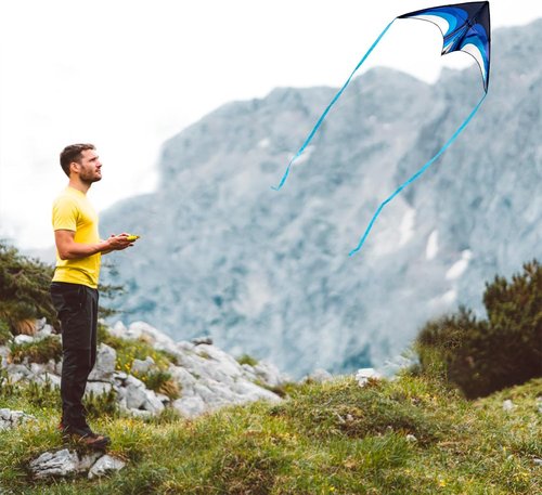 Delta Kite Set - Easy Launch for Beginners | Perfect for Beach & Park Activities - Speed Triangle, Blue